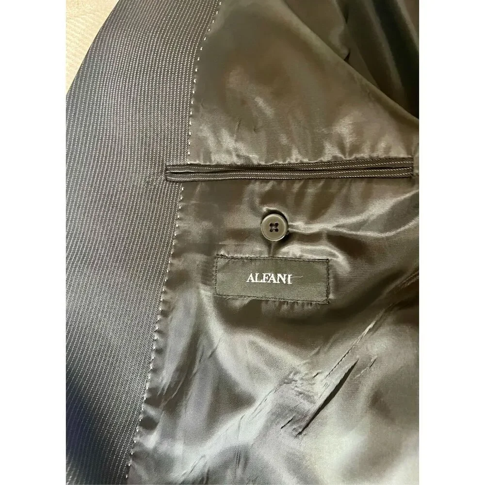 Alfani Mens Black Stripe Blazer Jacket Size Large